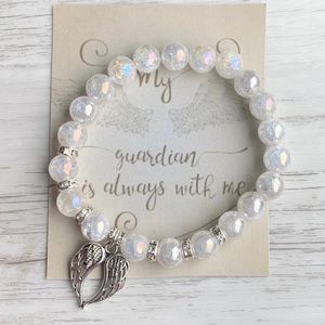 Guardian Angel wing beaded charm bracelet